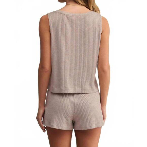 NEW Z SUPPLY women's sloane v neck rib tank top in slate grey - Picture 3 of 5